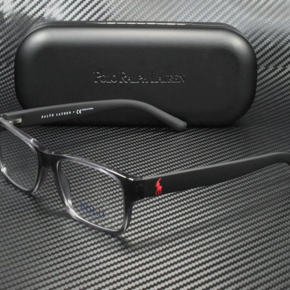 Ralph Lauren Men's Polo Shiny Grey Rectangle Eyeglasses
